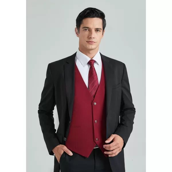 HISDERN Mens Suit Vest Business Casual Dress Waistcoat Vest Solid Color Formal Wedding Vests for Suits or Tuxedo