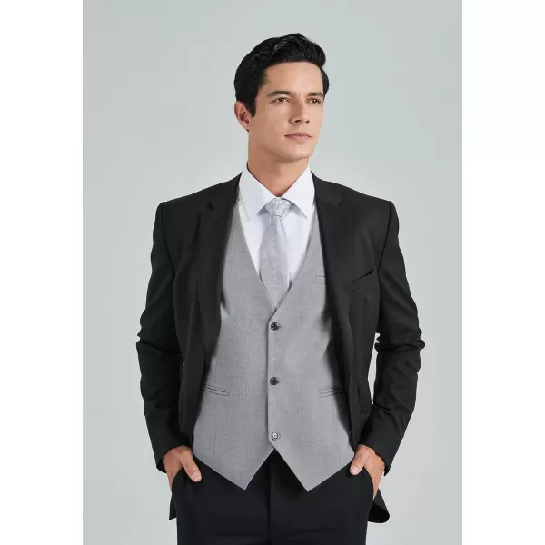 HISDERN Mens Suit Vest Business Casual Dress Waistcoat Vest Solid Color Formal Wedding Vests for Suits or Tuxedo