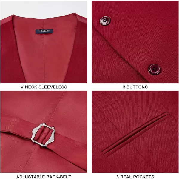 HISDERN Mens Suit Vest Business Casual Dress Waistcoat Vest Solid Color Formal Wedding Vests for Suits or Tuxedo