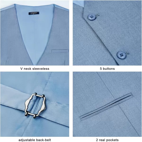 HISDERN Mens Suit Vest Business Casual Dress Waistcoat Vest Solid Color Formal Wedding Vests for Suits or Tuxedo