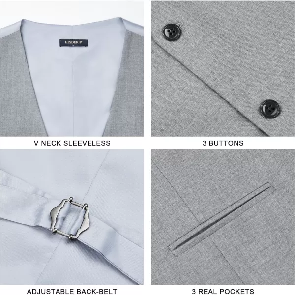 HISDERN Mens Suit Vest Business Casual Dress Waistcoat Vest Solid Color Formal Wedding Vests for Suits or Tuxedo