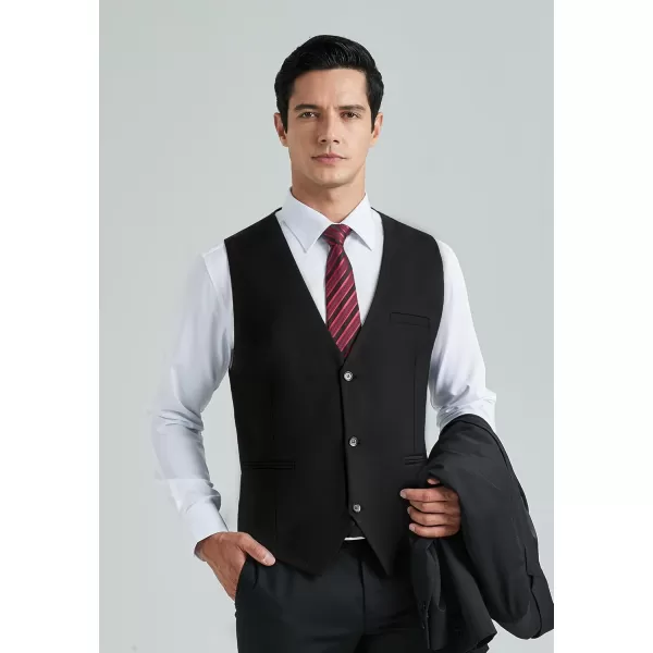 HISDERN Mens Suit Vest Business Casual Dress Waistcoat Vest Solid Color Formal Wedding Vests for Suits or Tuxedo