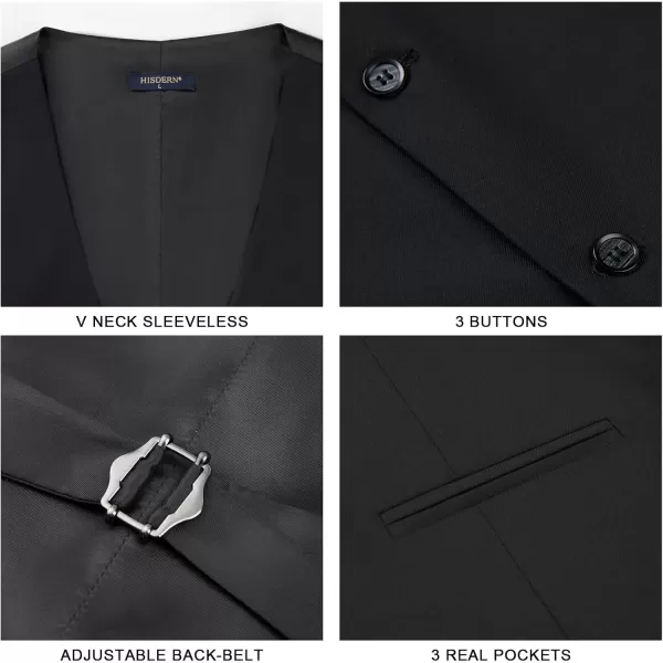 HISDERN Mens Suit Vest Business Casual Dress Waistcoat Vest Solid Color Formal Wedding Vests for Suits or Tuxedo