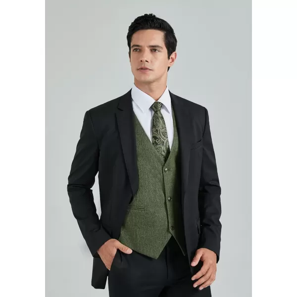 HISDERN Mens Suit Vest Business Casual Dress Waistcoat Vest Solid Color Formal Wedding Vests for Suits or Tuxedo