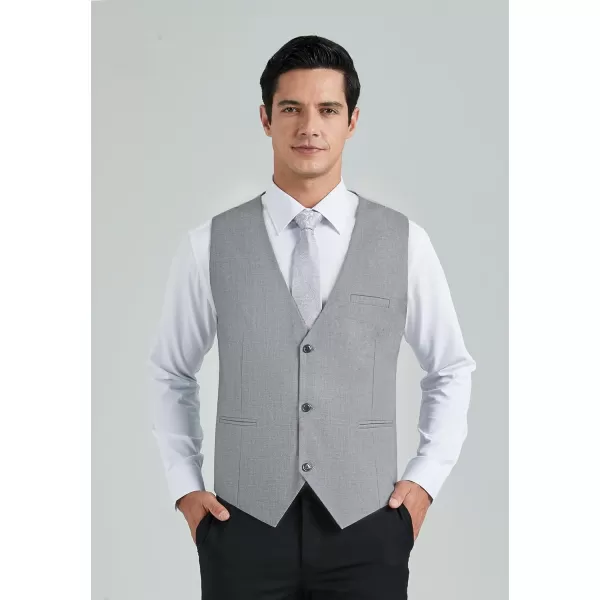 HISDERN Mens Suit Vest Business Casual Dress Waistcoat Vest Solid Color Formal Wedding Vests for Suits or Tuxedo
