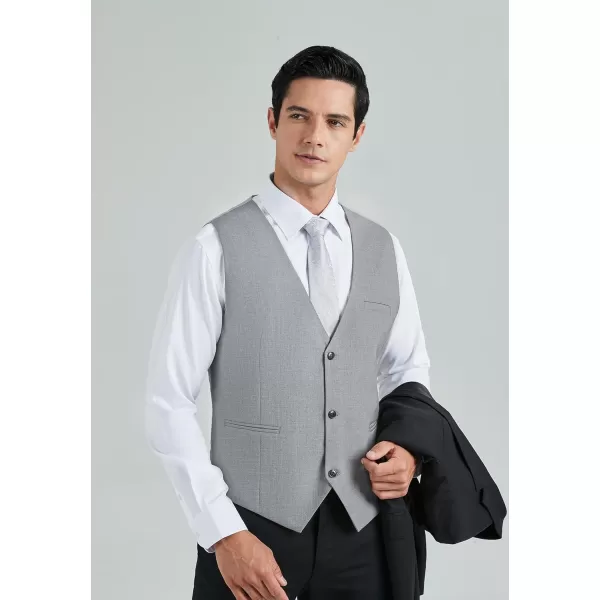 HISDERN Mens Suit Vest Business Casual Dress Waistcoat Vest Solid Color Formal Wedding Vests for Suits or Tuxedo