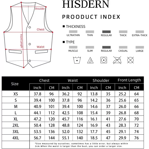 HISDERN Mens Suit Vest Business Casual Dress Waistcoat Vest Solid Color Formal Wedding Vests for Suits or Tuxedo