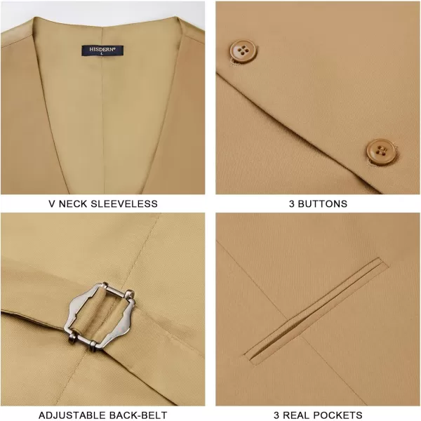 HISDERN Mens Suit Vest Business Casual Dress Waistcoat Vest Solid Color Formal Wedding Vests for Suits or Tuxedo