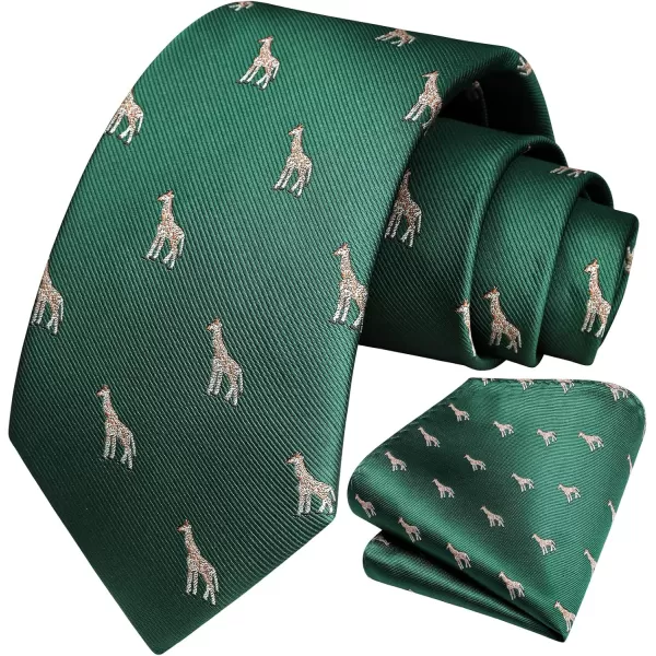 HISDERN Ties for Men Classic Fun Mens Ties Handkerchief Business Animal Tie Necktie Pocket Square Set
