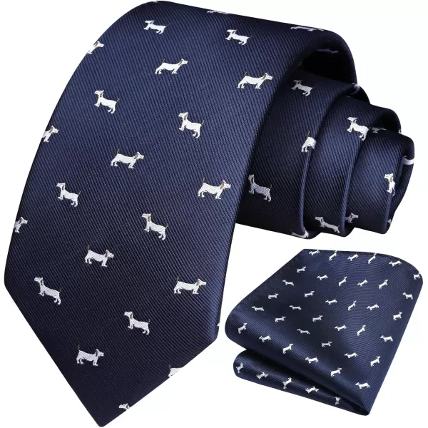 HISDERN Ties for Men Classic Fun Mens Ties Handkerchief Business Animal Tie Necktie Pocket Square Set