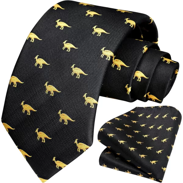 HISDERN Ties for Men Classic Fun Mens Ties Handkerchief Business Animal Tie Necktie Pocket Square Set