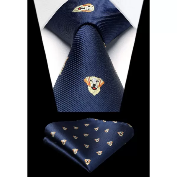 HISDERN Ties for Men Classic Fun Mens Ties Handkerchief Business Animal Tie Necktie Pocket Square Set