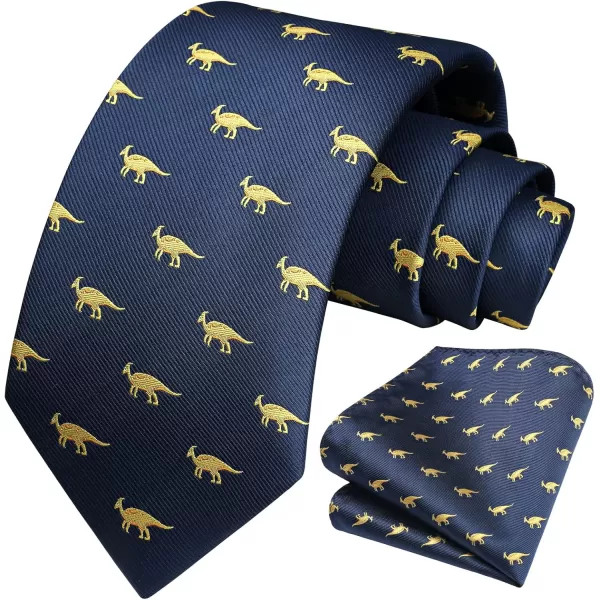 HISDERN Ties for Men Classic Fun Mens Ties Handkerchief Business Animal Tie Necktie Pocket Square Set