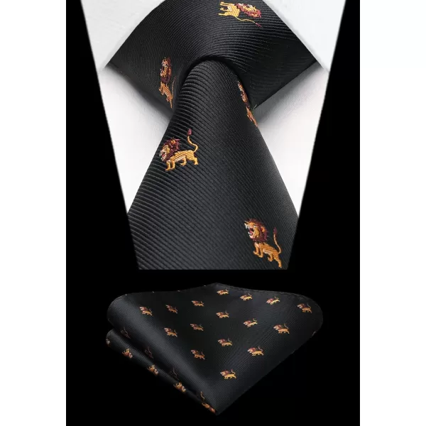 HISDERN Ties for Men Classic Fun Mens Ties Handkerchief Business Animal Tie Necktie Pocket Square Set