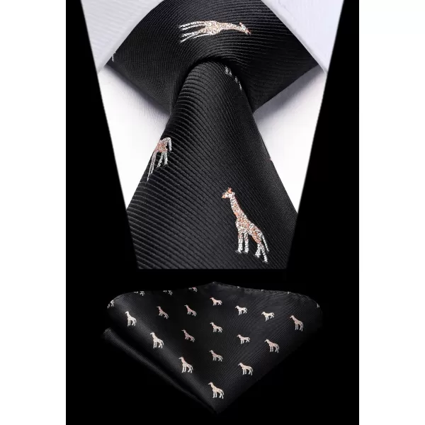 HISDERN Ties for Men Classic Fun Mens Ties Handkerchief Business Animal Tie Necktie Pocket Square Set