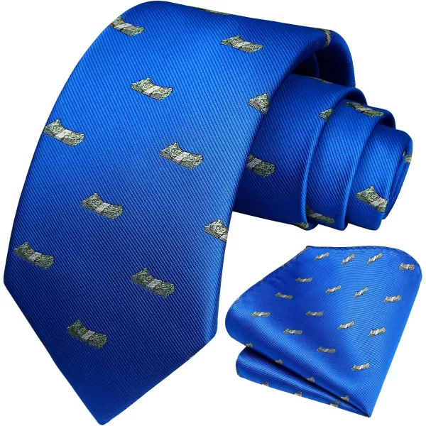 HISDERN Ties for Men Classic Fun Mens Ties Handkerchief Business Animal Tie Necktie Pocket Square Set