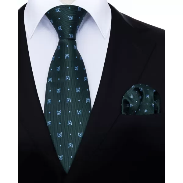 HISDERN Ties for Men Classic Fun Mens Ties Handkerchief Business Animal Tie Necktie Pocket Square Set