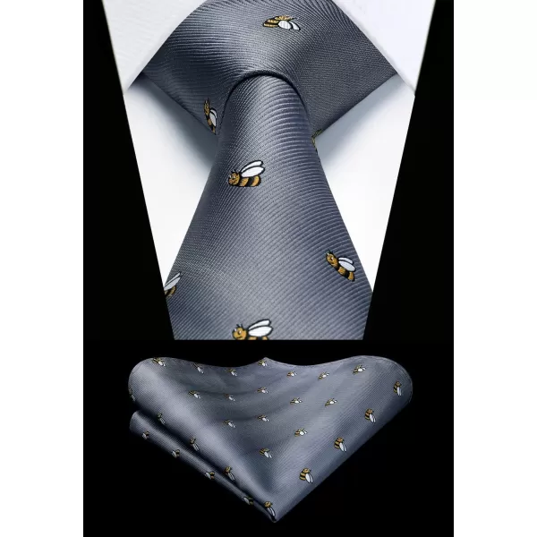 HISDERN Ties for Men Classic Fun Mens Ties Handkerchief Business Animal Tie Necktie Pocket Square Set