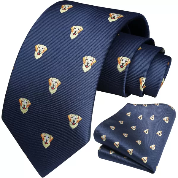 HISDERN Ties for Men Classic Fun Mens Ties Handkerchief Business Animal Tie Necktie Pocket Square Set