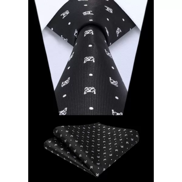 HISDERN Ties for Men Classic Fun Mens Ties Handkerchief Business Animal Tie Necktie Pocket Square Set