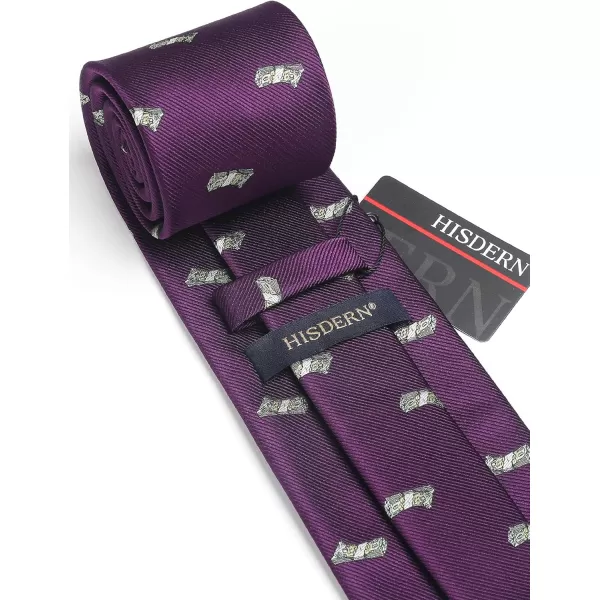 HISDERN Ties for Men Classic Fun Mens Ties Handkerchief Business Animal Tie Necktie Pocket Square Set