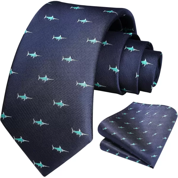 HISDERN Ties for Men Classic Fun Mens Ties Handkerchief Business Animal Tie Necktie Pocket Square Set
