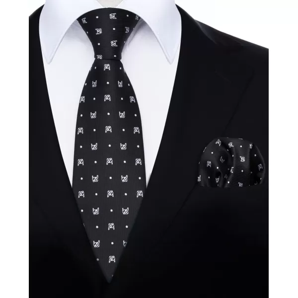 HISDERN Ties for Men Classic Fun Mens Ties Handkerchief Business Animal Tie Necktie Pocket Square Set