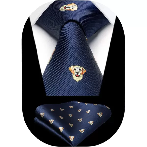 HISDERN Ties for Men Classic Fun Mens Ties Handkerchief Business Animal Tie Necktie Pocket Square Set