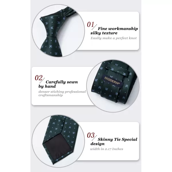 HISDERN Ties for Men Classic Fun Mens Ties Handkerchief Business Animal Tie Necktie Pocket Square Set