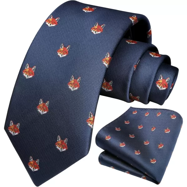 HISDERN Ties for Men Classic Fun Mens Ties Handkerchief Business Animal Tie Necktie Pocket Square Set