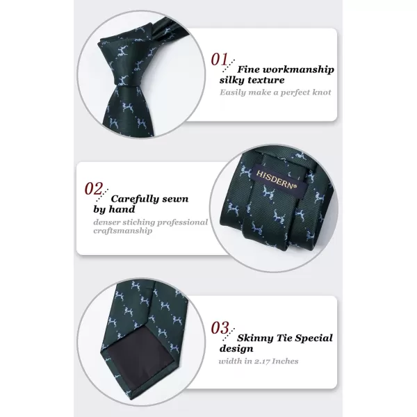 HISDERN Ties for Men Classic Fun Mens Ties Handkerchief Business Animal Tie Necktie Pocket Square Set