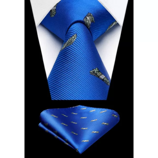 HISDERN Ties for Men Classic Fun Mens Ties Handkerchief Business Animal Tie Necktie Pocket Square Set