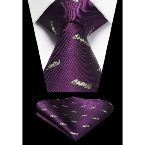 HISDERN Ties for Men Classic Fun Mens Ties Handkerchief Business Animal Tie Necktie Pocket Square Set