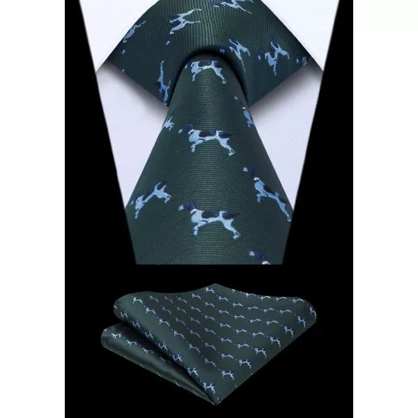HISDERN Ties for Men Classic Fun Mens Ties Handkerchief Business Animal Tie Necktie Pocket Square Set