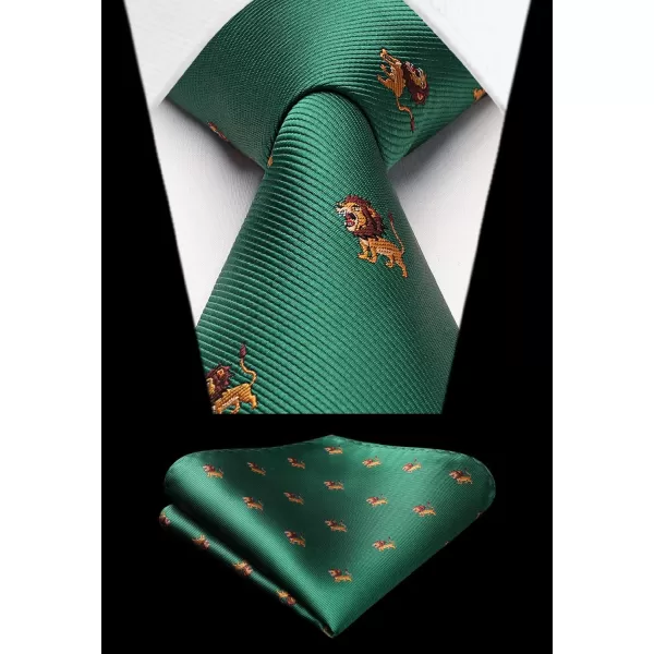 HISDERN Ties for Men Classic Fun Mens Ties Handkerchief Business Animal Tie Necktie Pocket Square Set