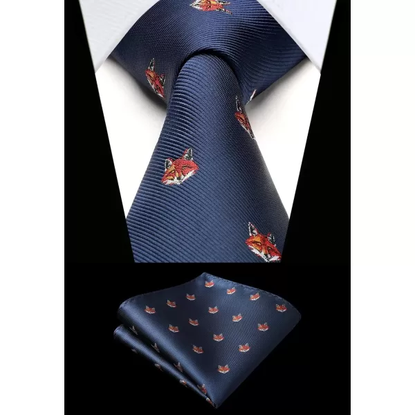 HISDERN Ties for Men Classic Fun Mens Ties Handkerchief Business Animal Tie Necktie Pocket Square Set