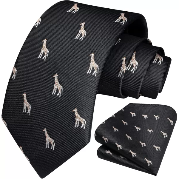HISDERN Ties for Men Classic Fun Mens Ties Handkerchief Business Animal Tie Necktie Pocket Square Set