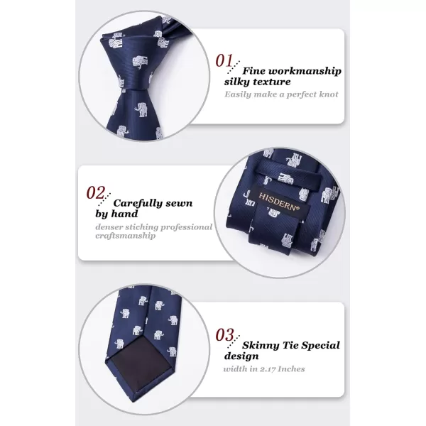HISDERN Ties for Men Classic Fun Mens Ties Handkerchief Business Animal Tie Necktie Pocket Square Set