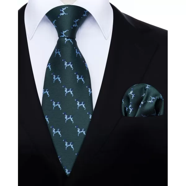 HISDERN Ties for Men Classic Fun Mens Ties Handkerchief Business Animal Tie Necktie Pocket Square Set