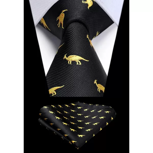 HISDERN Ties for Men Classic Fun Mens Ties Handkerchief Business Animal Tie Necktie Pocket Square Set