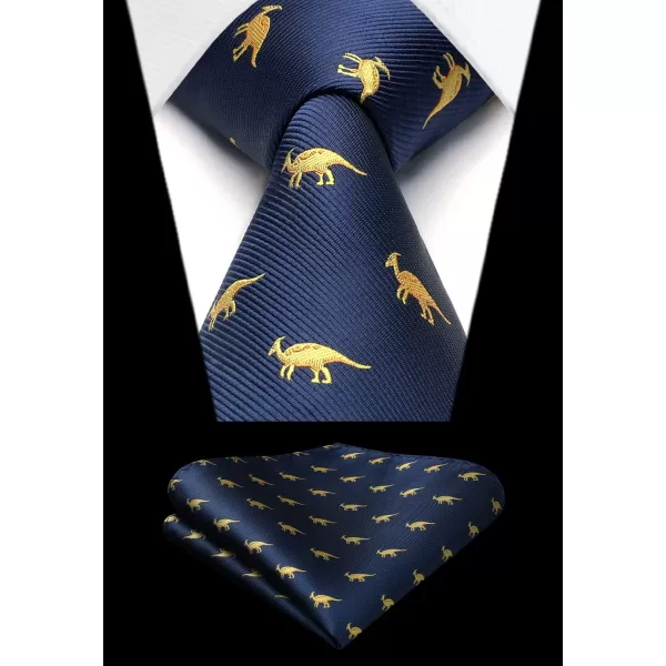 HISDERN Ties for Men Classic Fun Mens Ties Handkerchief Business Animal Tie Necktie Pocket Square Set