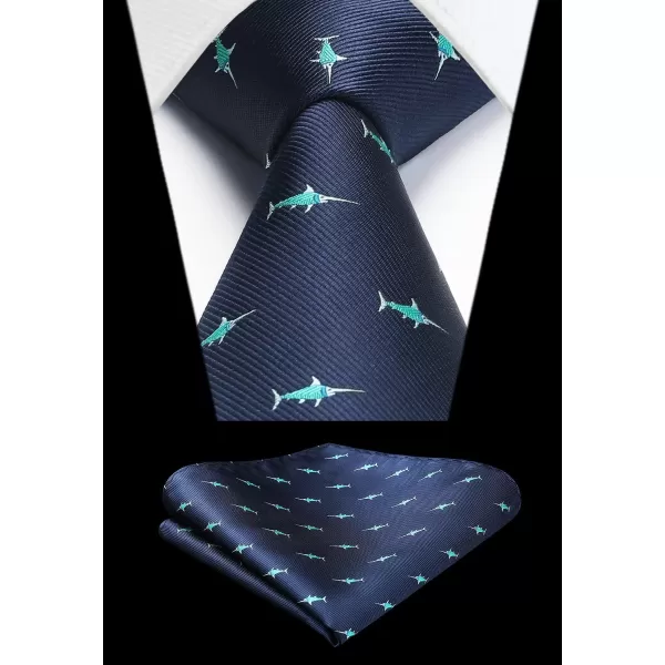 HISDERN Ties for Men Classic Fun Mens Ties Handkerchief Business Animal Tie Necktie Pocket Square Set