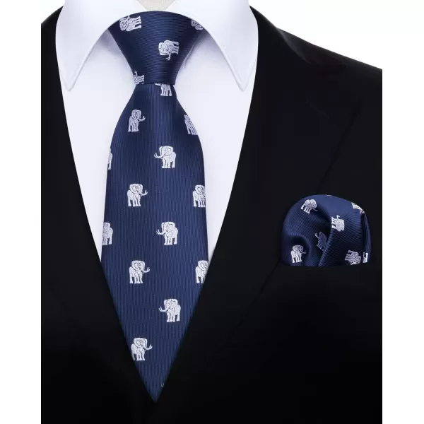 HISDERN Ties for Men Classic Fun Mens Ties Handkerchief Business Animal Tie Necktie Pocket Square Set