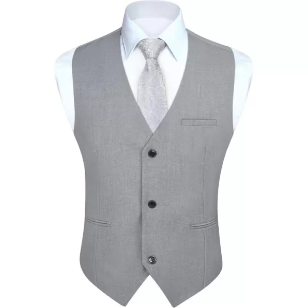 HISDERN Mens Suit Vest Business Casual Dress Waistcoat Vest Solid Color Formal Wedding Vests for Suits or Tuxedo