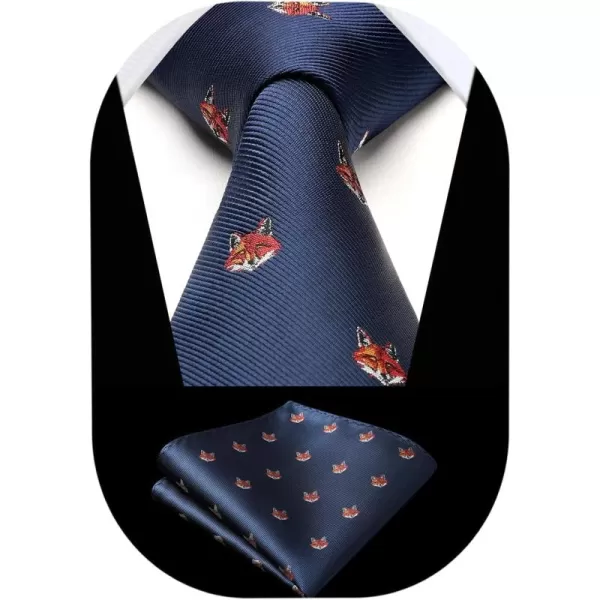 HISDERN Ties for Men Classic Fun Mens Ties Handkerchief Business Animal Tie Necktie Pocket Square Set