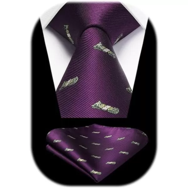 HISDERN Ties for Men Classic Fun Mens Ties Handkerchief Business Animal Tie Necktie Pocket Square Set