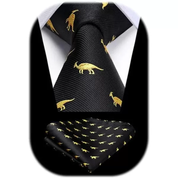 HISDERN Ties for Men Classic Fun Mens Ties Handkerchief Business Animal Tie Necktie Pocket Square Set