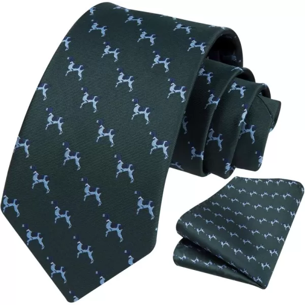 HISDERN Ties for Men Classic Fun Mens Ties Handkerchief Business Animal Tie Necktie Pocket Square Set