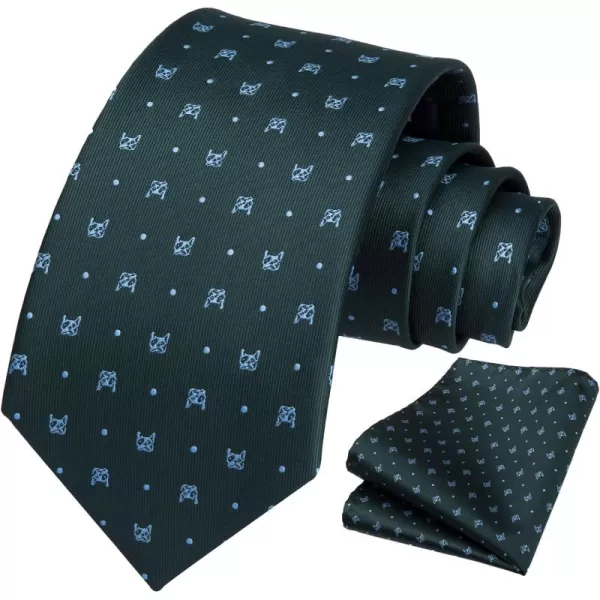 HISDERN Ties for Men Classic Fun Mens Ties Handkerchief Business Animal Tie Necktie Pocket Square Set