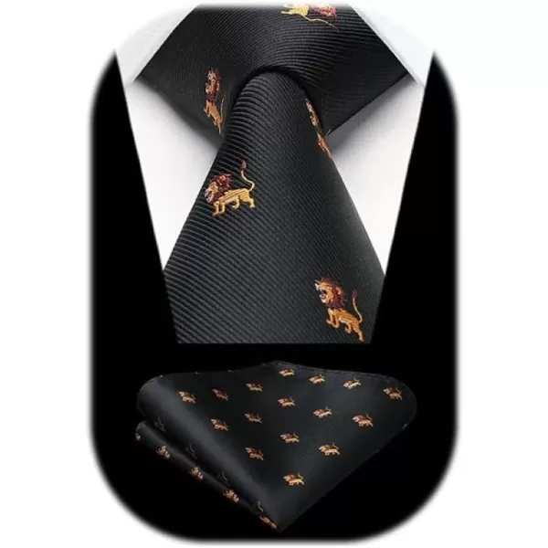 HISDERN Ties for Men Classic Fun Mens Ties Handkerchief Business Animal Tie Necktie Pocket Square Set